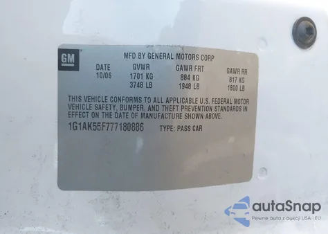 2007 Chevrolet Cobalt Ls z USA, uszkodzony, nr VIN 1G1AK55F777180886